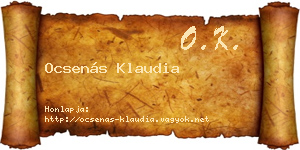 Ocsenás Klaudia névjegykártya