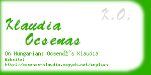 klaudia ocsenas business card